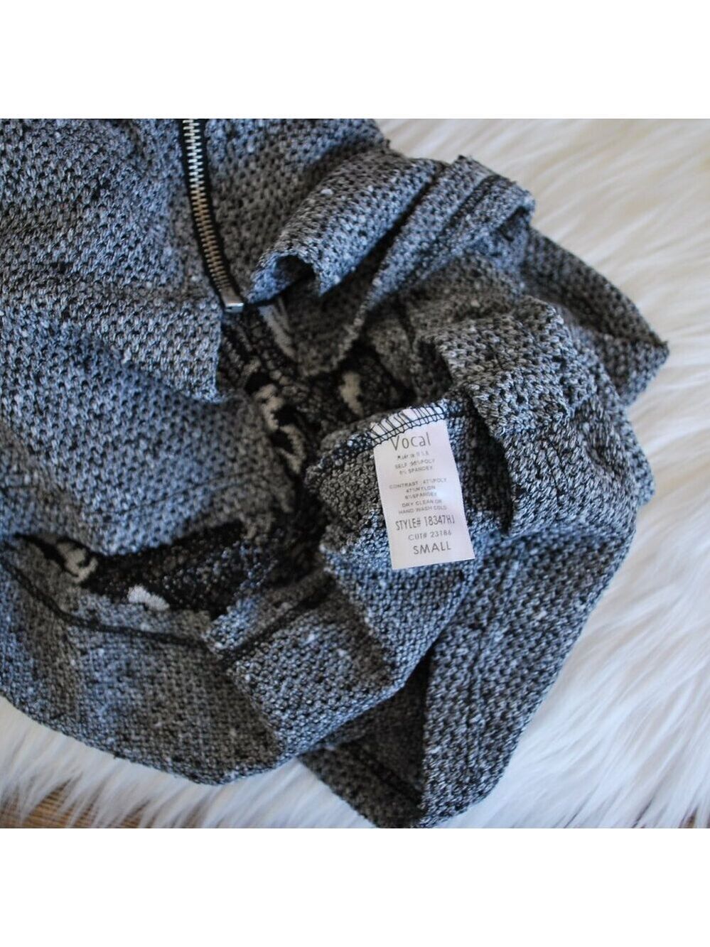 Vocal Lace Zip Cardigan Knit Hoodie Jacket S - Picture 7 of 7